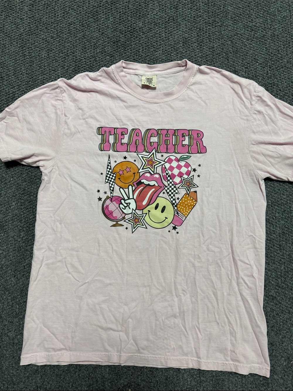 Comfort Colors Pink "Teacher" Graphic Short Sleeve Tee